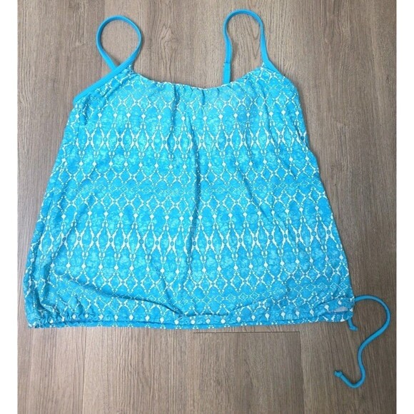 Ocean Avenue Swimwear Tankini Top and Bikini Bottom Set Blue Geometric Size L - Picture 3 of 12